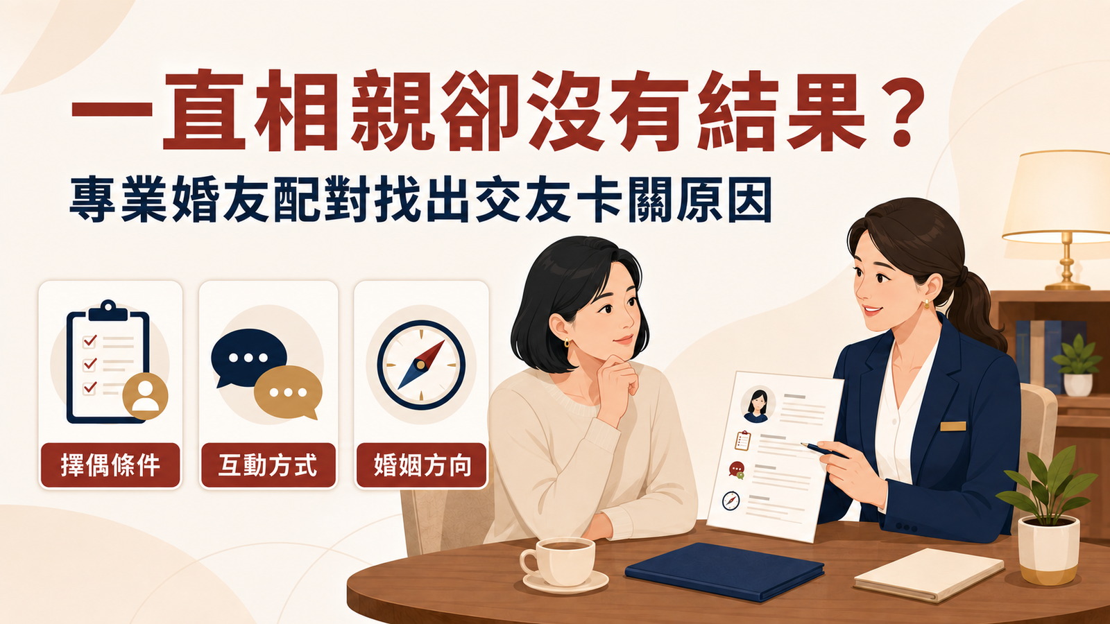 一直相親卻沒有結果?專業婚友配對找出交友卡關原因